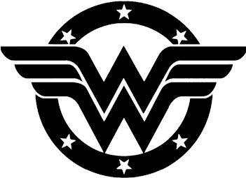 Wonder Woman Logo Blackand White PNG with transparent background