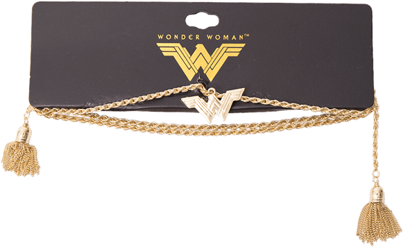 Wonder Woman Logo Golden Choker Necklace PNG with transparent background