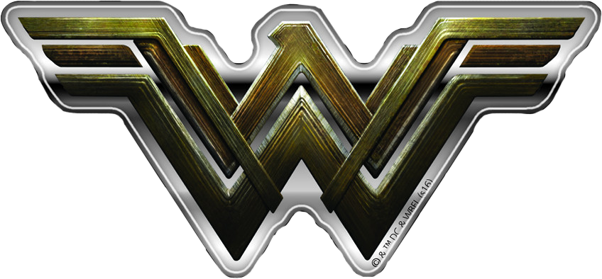 Wonder Woman Logo Metallic Design PNG with transparent background