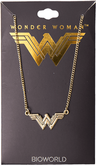 Wonder Woman Logo Necklace Bioworld Packaging PNG with transparent background