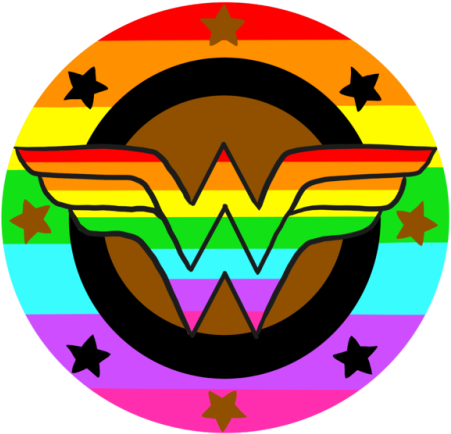Wonder Woman Logo Rainbow Background PNG with transparent background