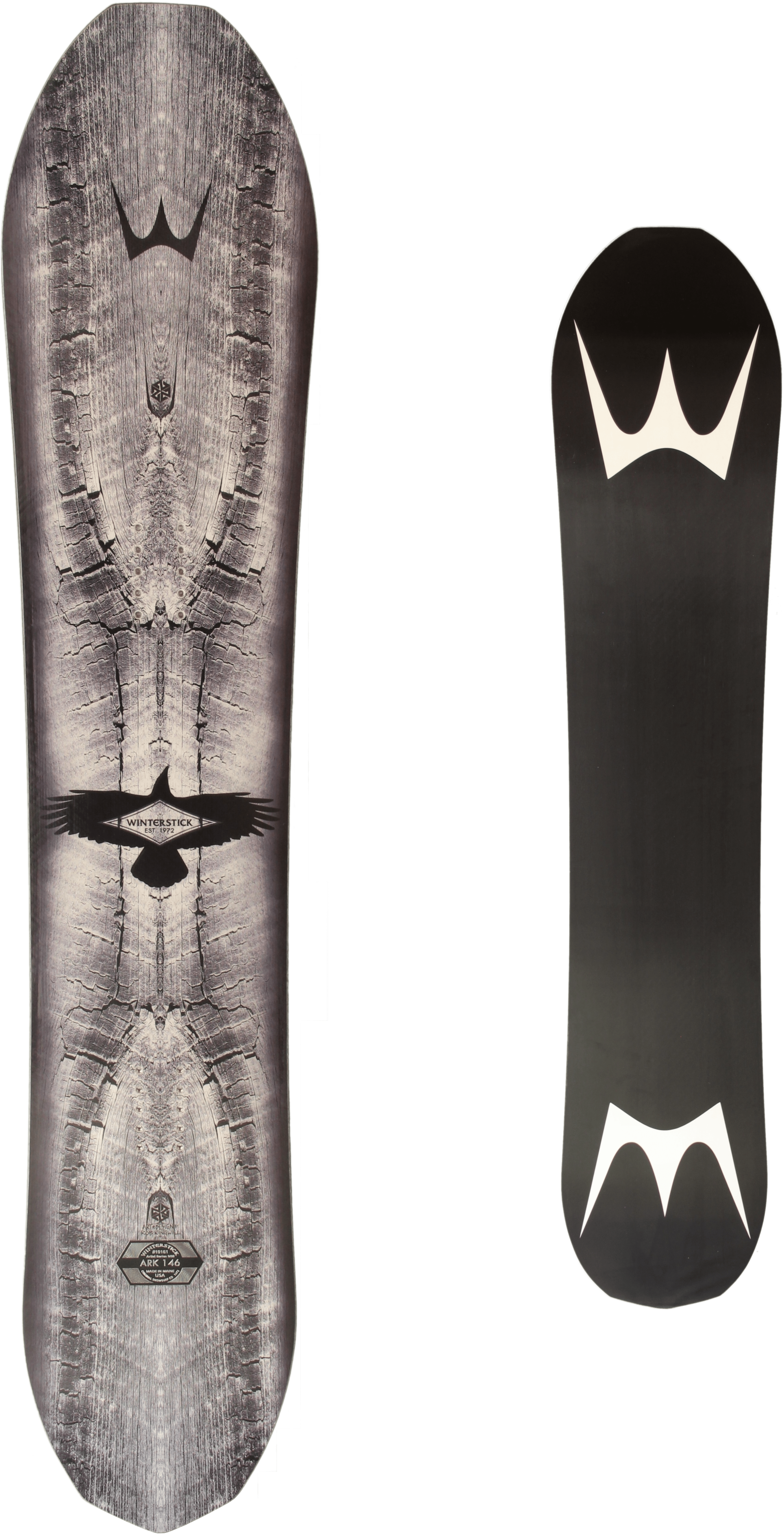 Wood Design Snowboard Frontand Back PNG with transparent background