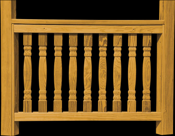 Wooden Balusters Railing Design PNG with transparent background
