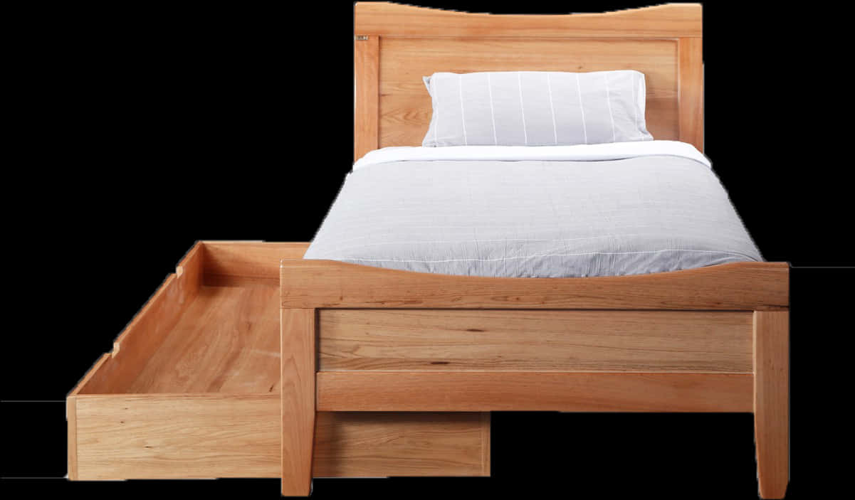 Wooden Bed With Drawers Isolated On Black