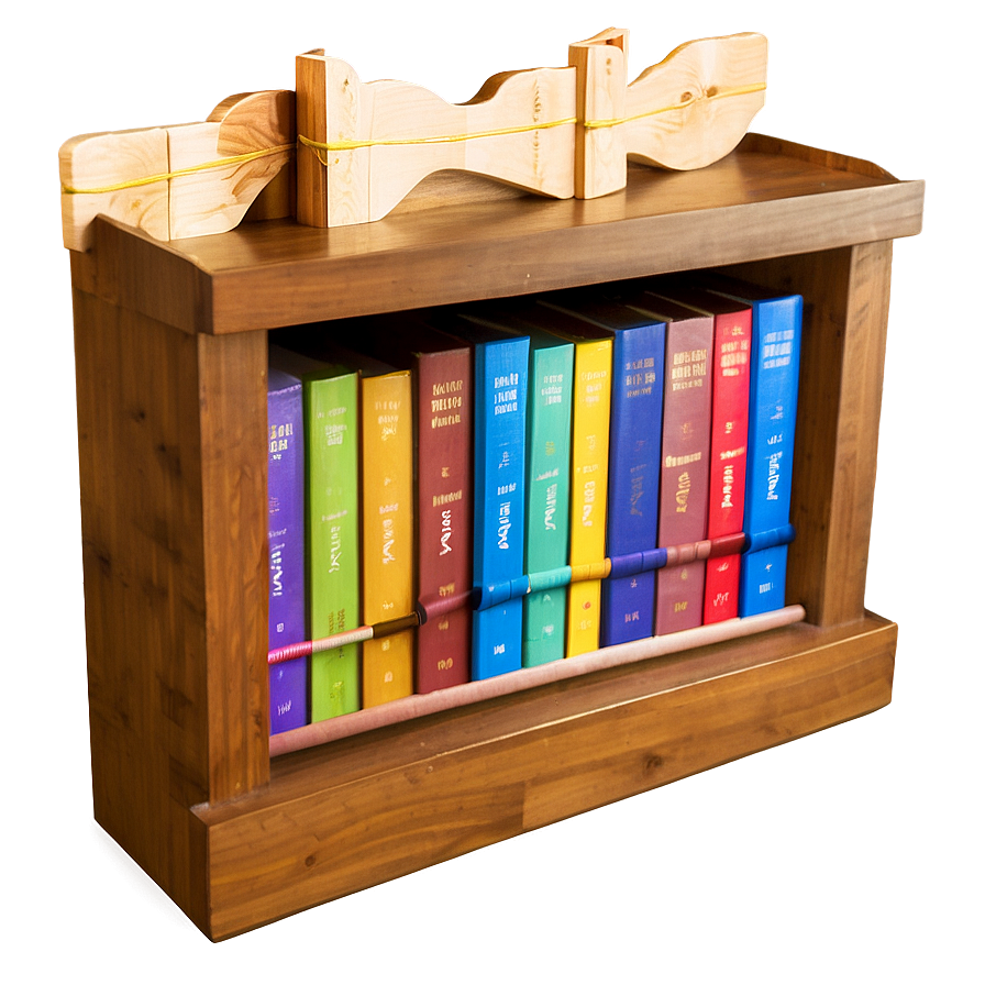 Wooden Bookshelf Books Png 24