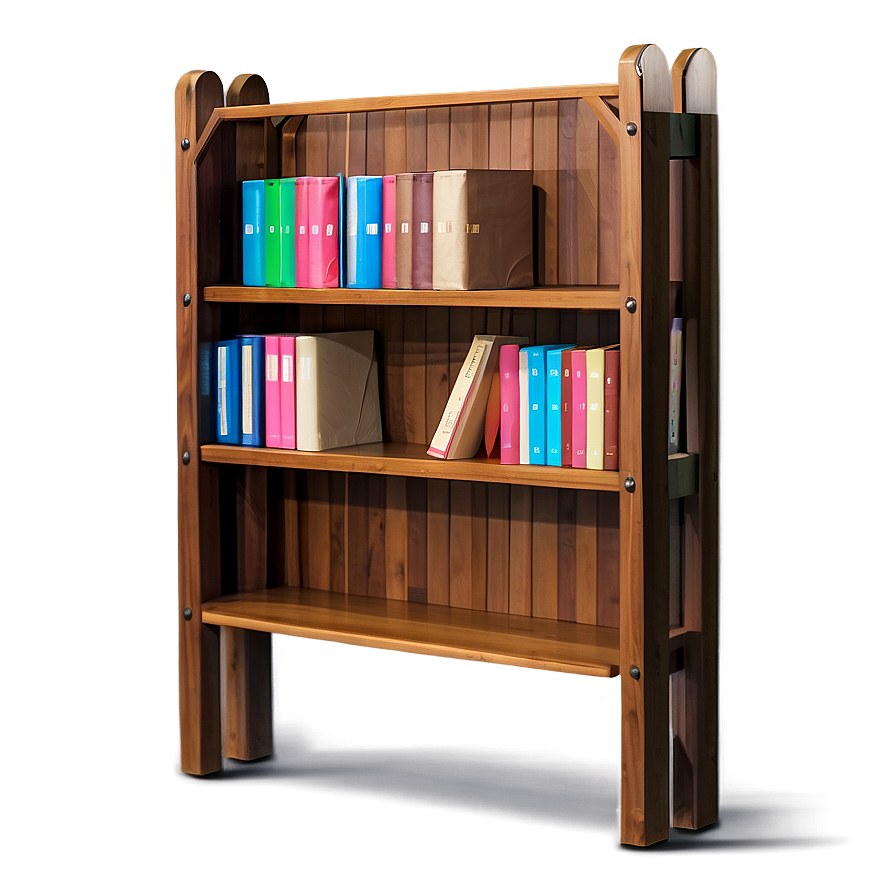 Wooden Bookshelf Books Png Lje