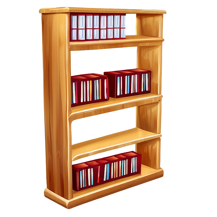 Wooden Bookshelf Illustration Png 05242024