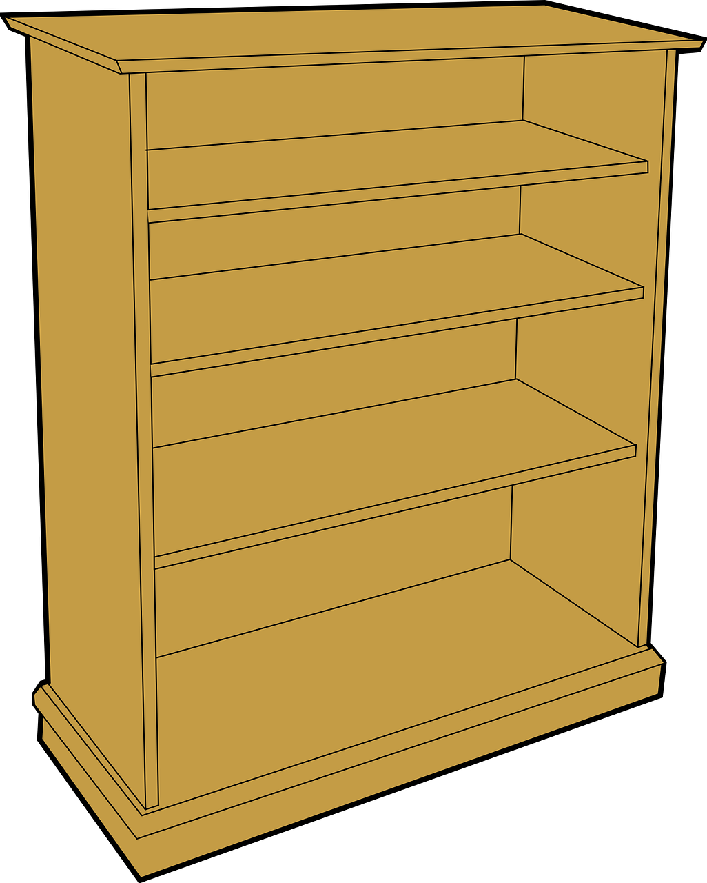 Wooden Bookshelf Vector Illustration