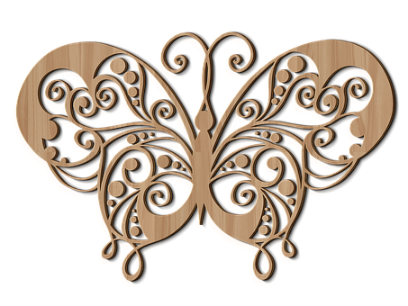 Wooden Butterfly Artwork PNG with transparent background
