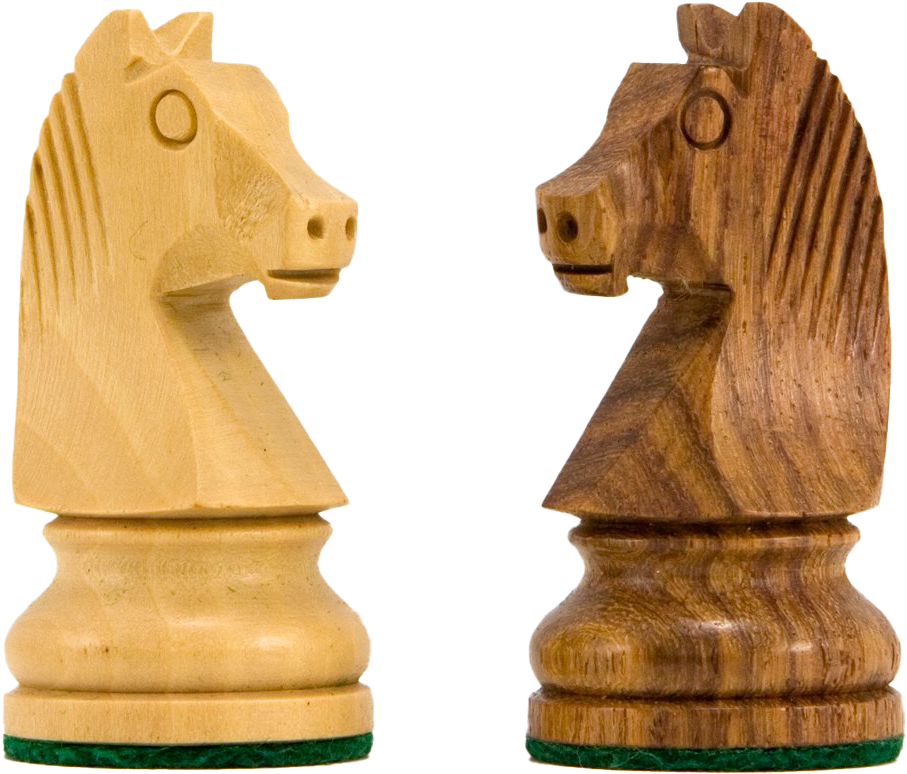 Wooden Chess Knights Facing Each Other