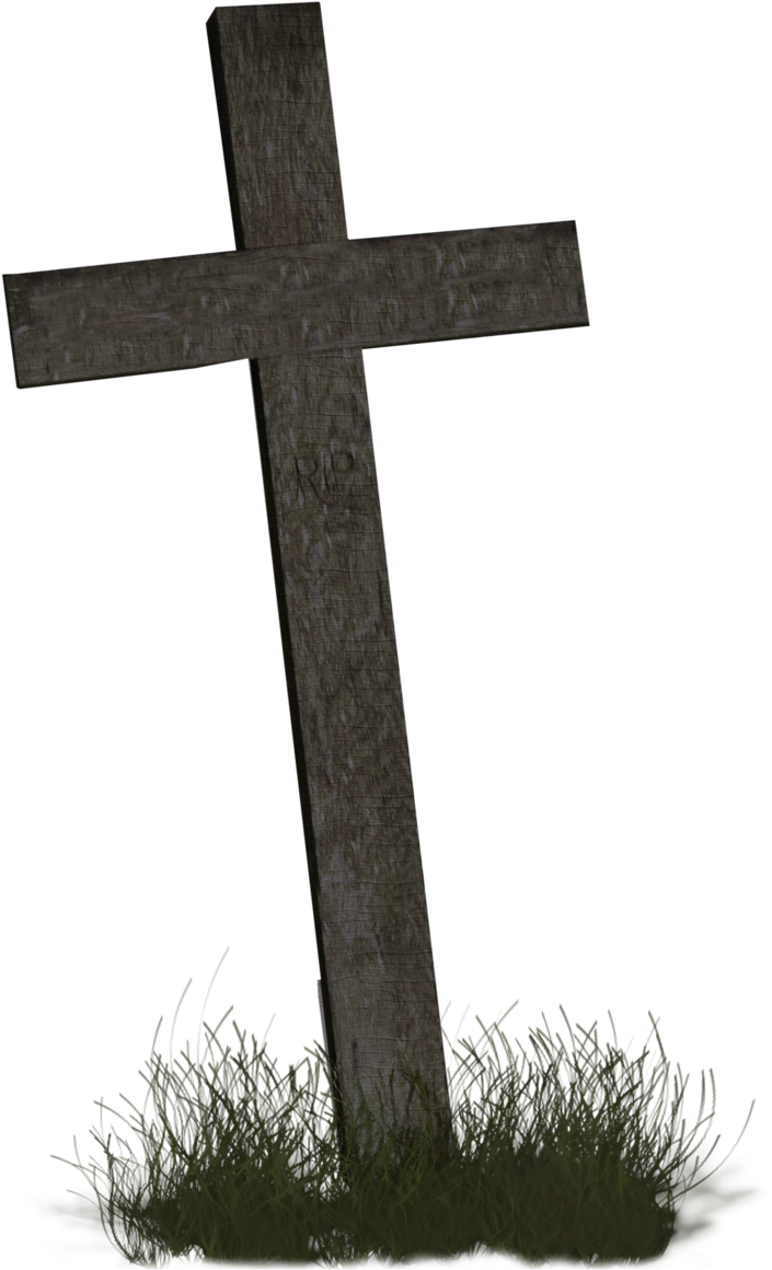 Wooden Cross Grave Marker PNG with transparent background