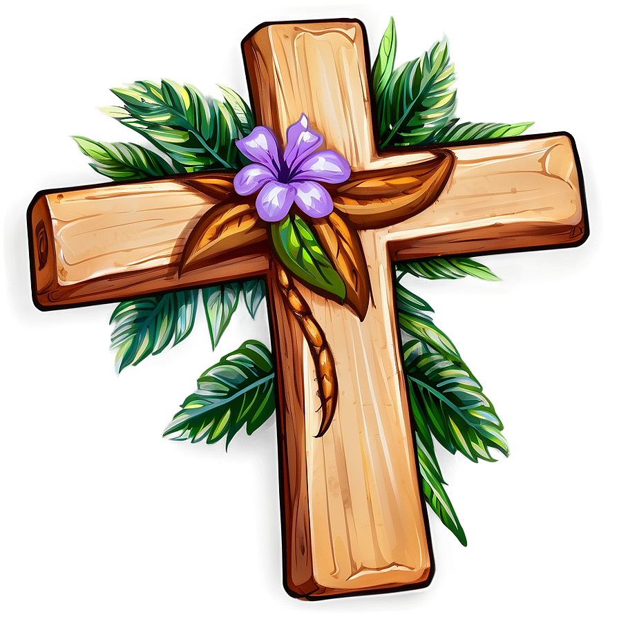 Wooden Cross With Flowers Png 71