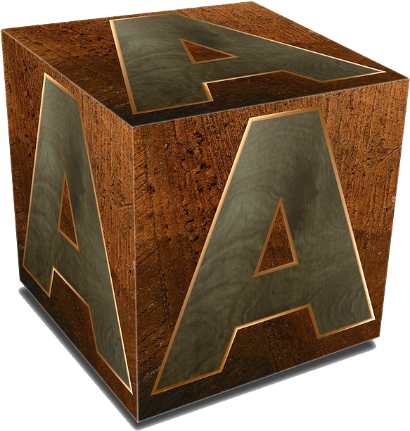 Wooden Cubewith Metallic Letters A