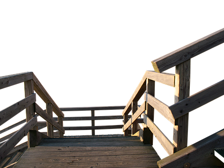 Wooden Deck Stairs Nighttime PNG with transparent background