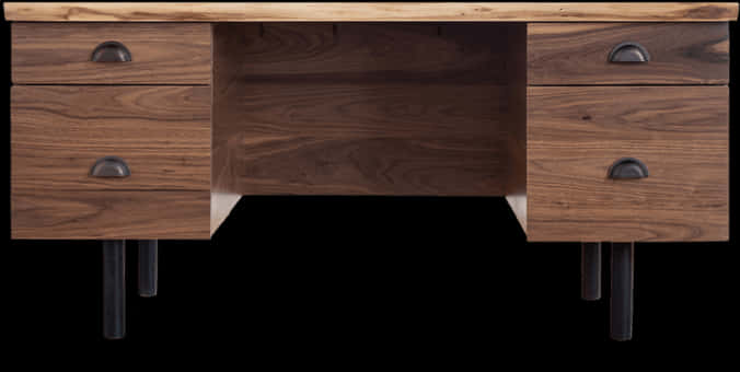 Wooden Deskwith Drawersand Metal Legs PNG with transparent background