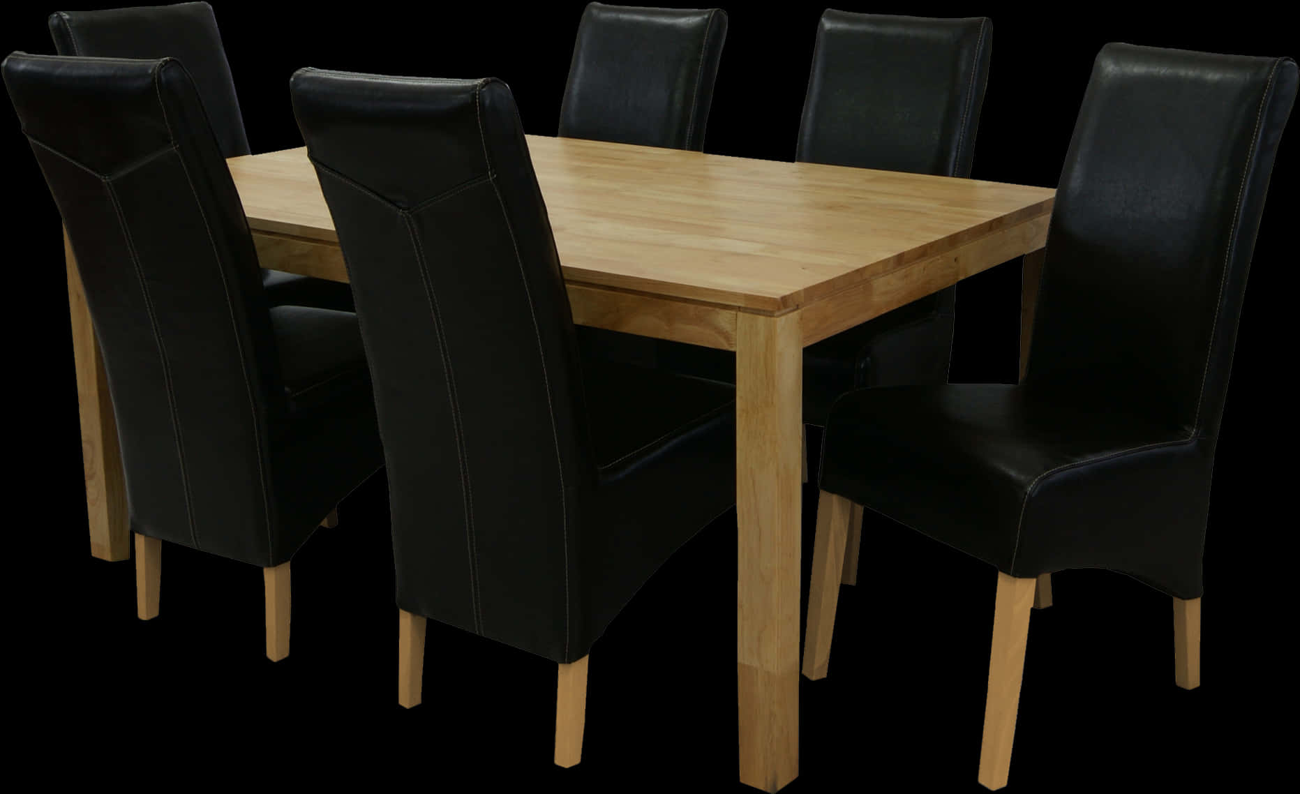 Wooden Dining Tablewith Black Chairs