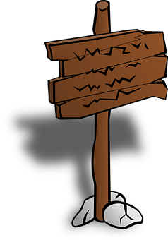 Wooden Direction Sign Illustration PNG with transparent background