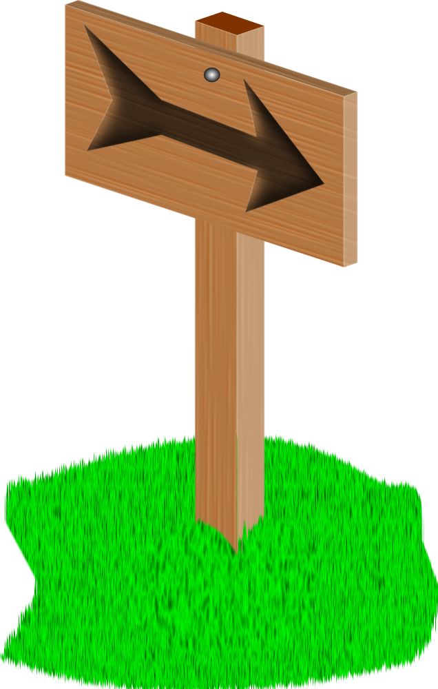 Wooden Direction Signon Grass PNG with transparent background