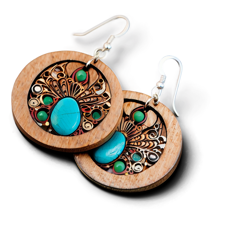 Wooden Disc Earring Png Nxw17