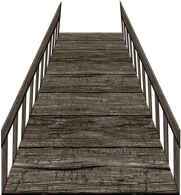 Wooden Dock Perspective View PNG with transparent background