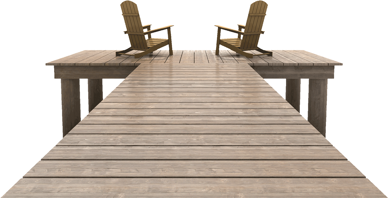 Wooden Dock With Adirondack Chairs PNG with transparent background