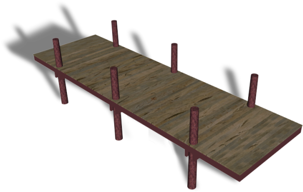 Wooden Dock3 D Rendering PNG with transparent background