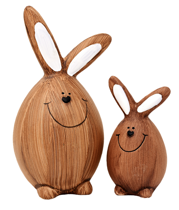 Wooden Easter Bunny Figurines