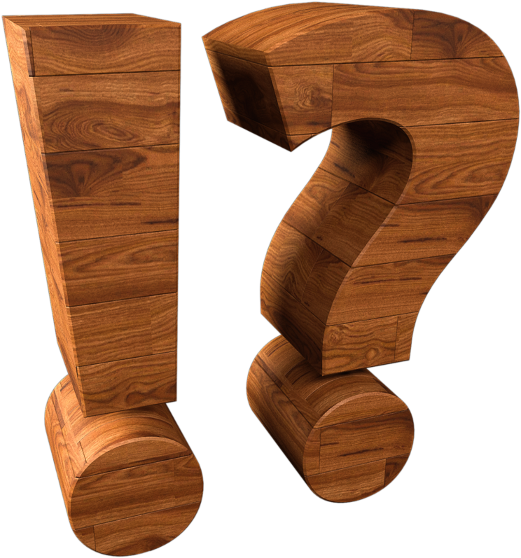 Wooden Exclamation Question Marks