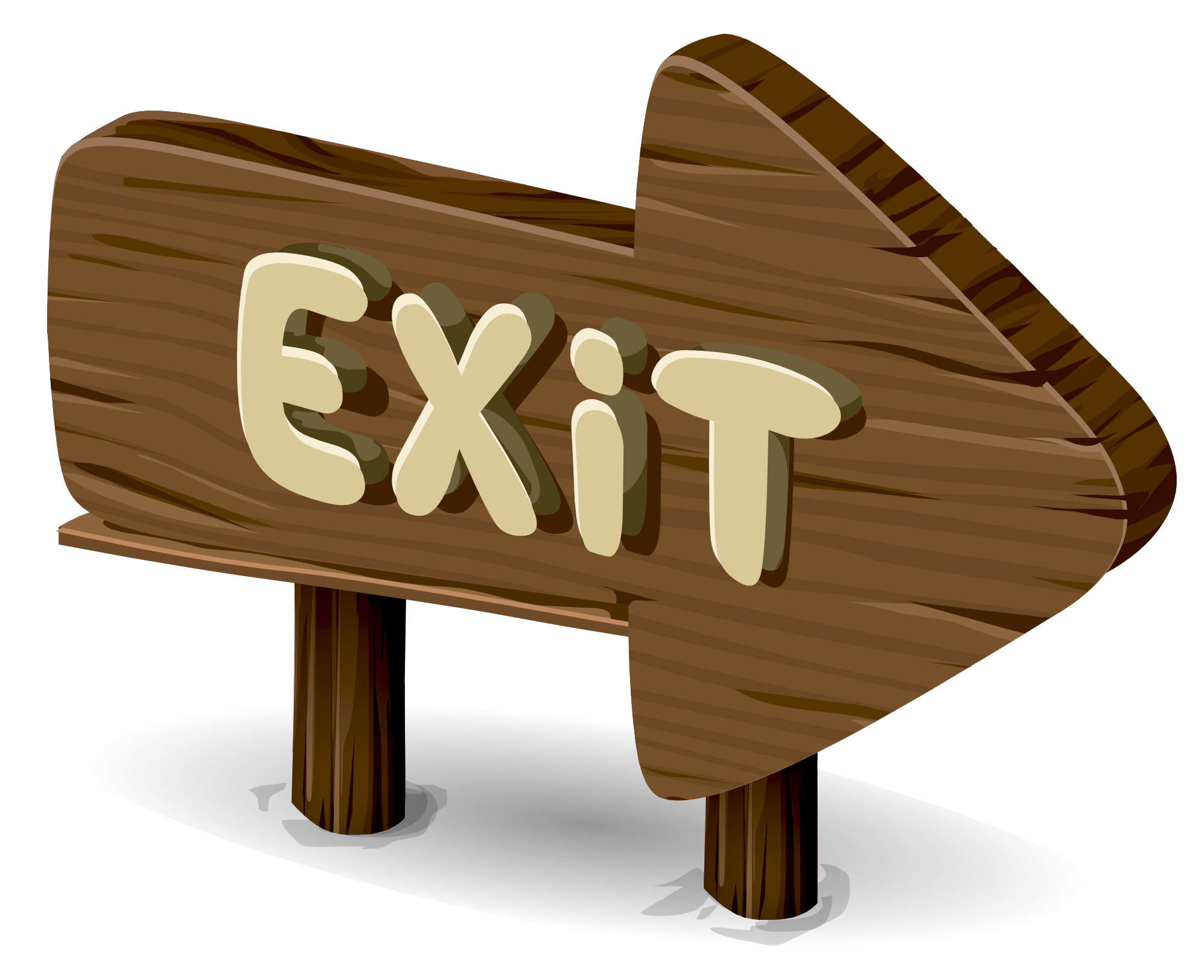 Wooden Exit Sign Illustration PNG with transparent background