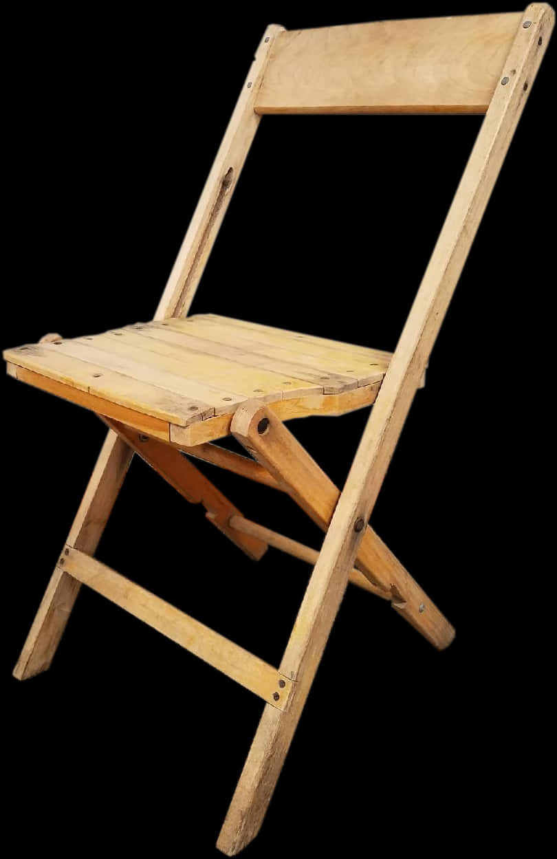 Wooden Folding Chair Isolated