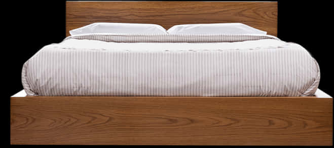 Wooden Frame Bedwith White Bedding