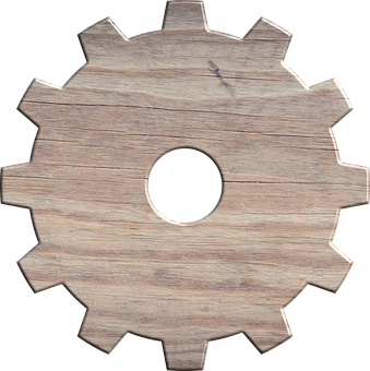 Wooden Gear Cogwheel Texture PNG with transparent background