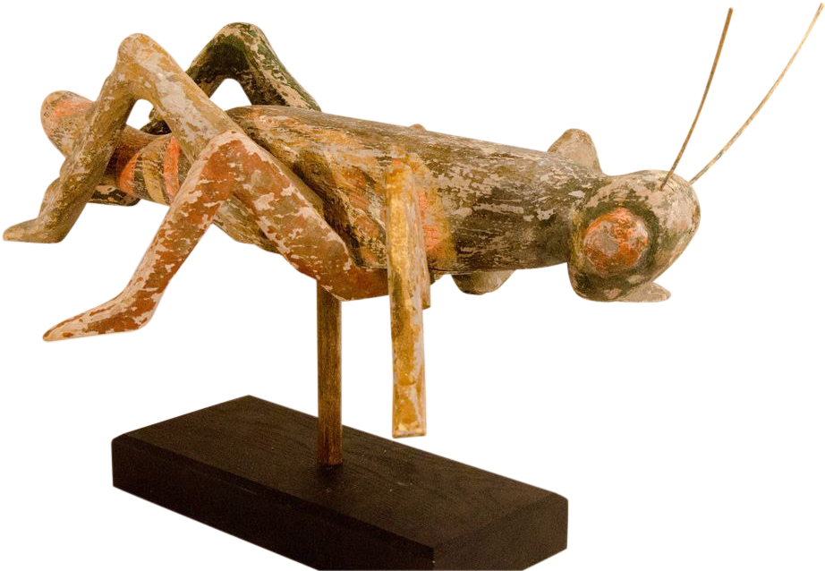 Wooden Grasshopper Sculpture