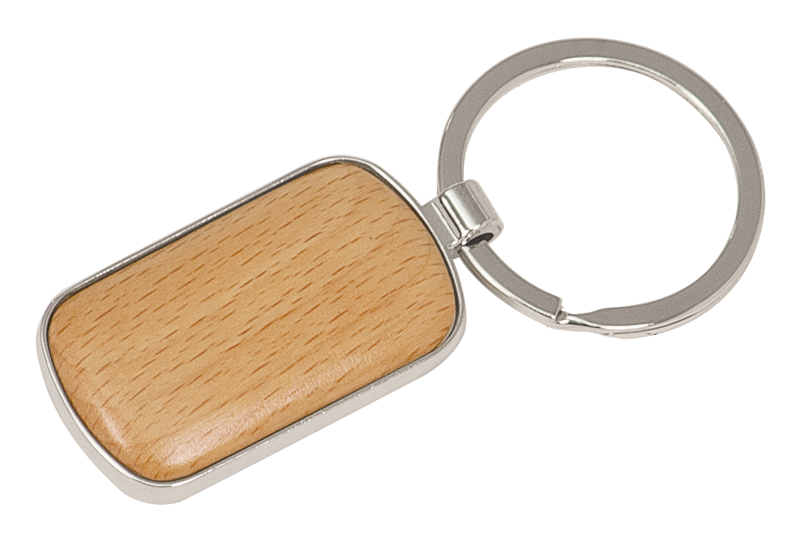 Wooden Insert Metal Keychain