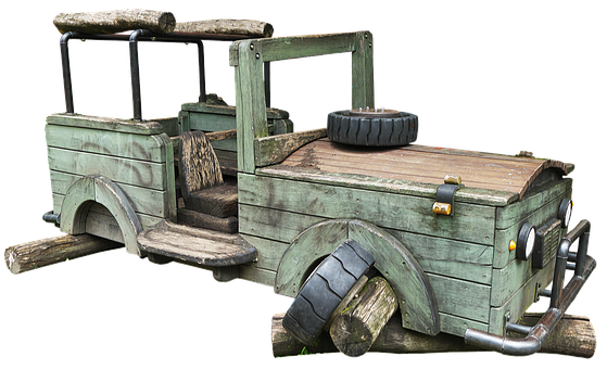 Wooden Jeep Playground Equipment PNG with transparent background