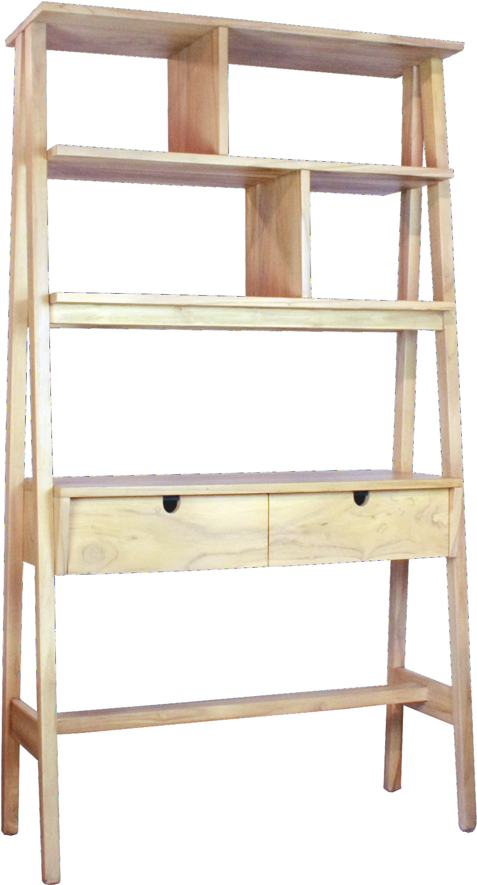 Wooden Ladder Bookshelfwith Drawers