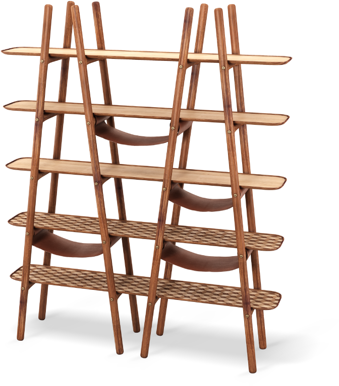 Blake Ladder Shelf With Leather And Brushed Brass Details - Shelf, HD Png Download PNG with transparent background