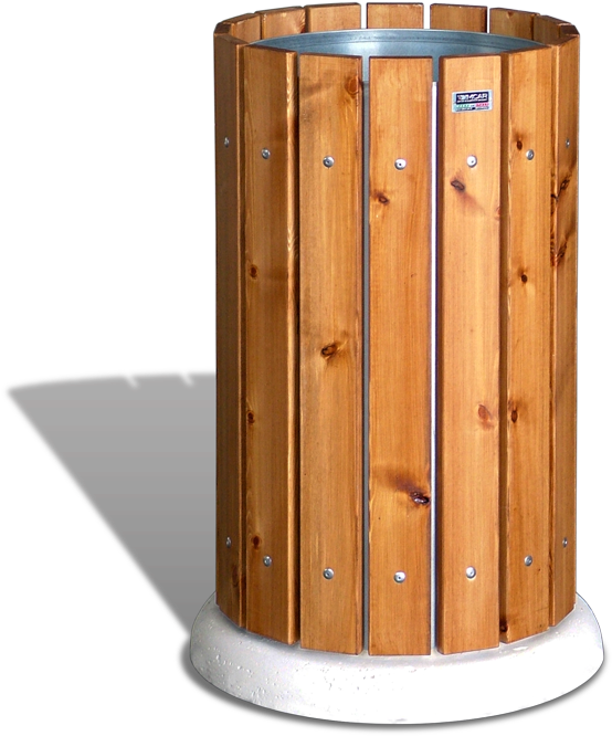 Galvanized Steel Basket With Wooden Slats For Collecting - Trash Can Wood Png, Transparent Png PNG with transparent background