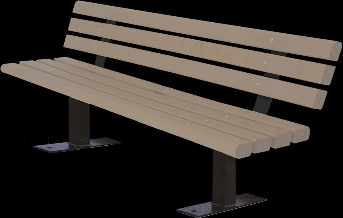 Wooden Park Bench Isolatedon Black