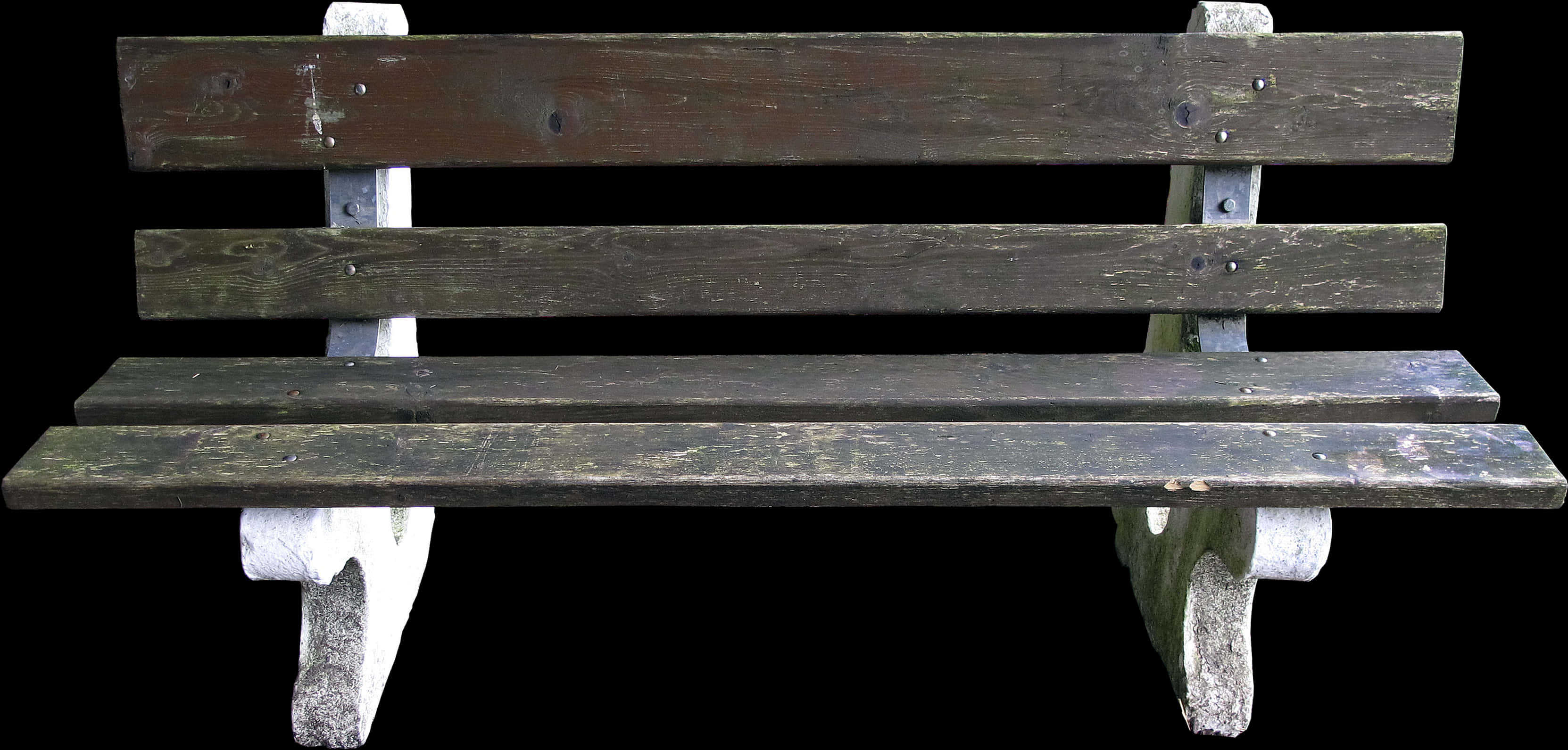 Wooden Park Bench Isolatedon Black Background