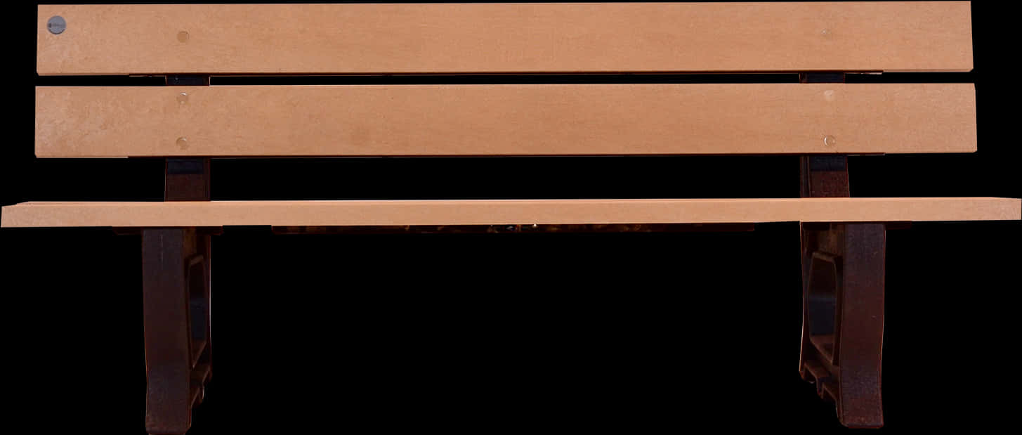 Wooden Park Bench Isolatedon Black