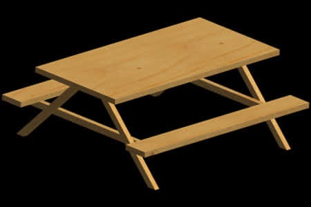 Wooden Picnic Table Illustration