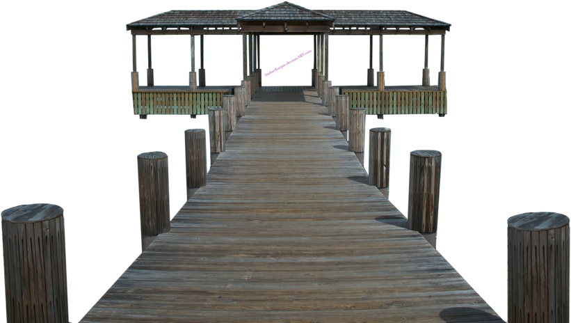 Wooden Pier Over Water PNG with transparent background