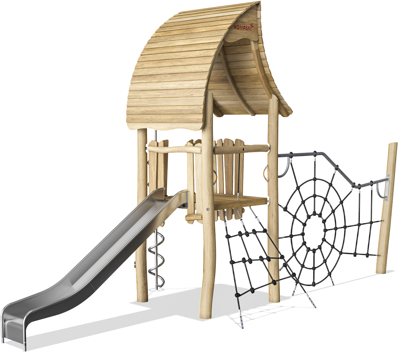 Wooden Playground Structurewith Slideand Climbing Net