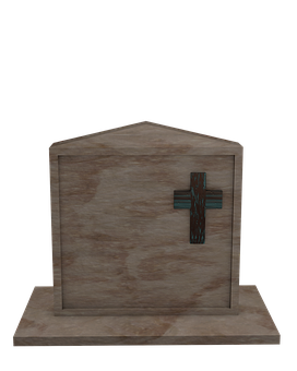 Wooden Tombstonewith Cross PNG with transparent background