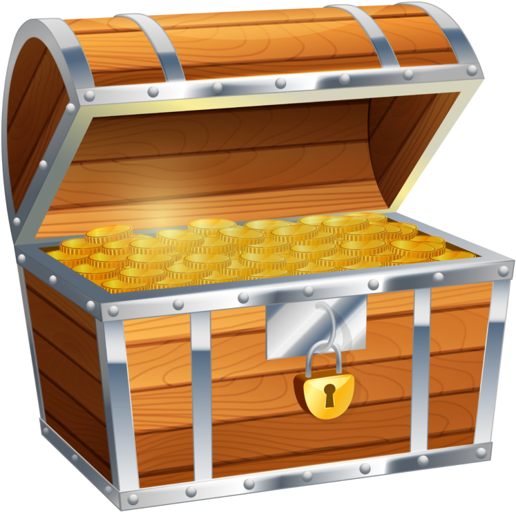 Wooden Treasure Chest Fullof Gold Coins