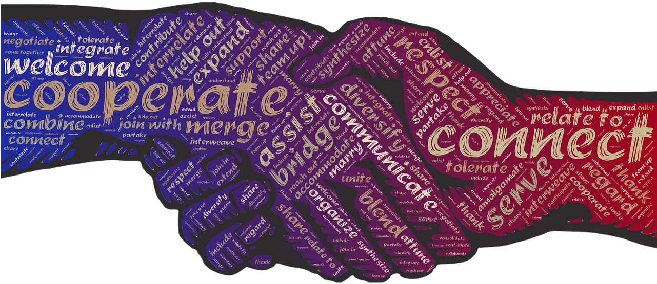 Word Cloud Handshake Illustration PNG with transparent background