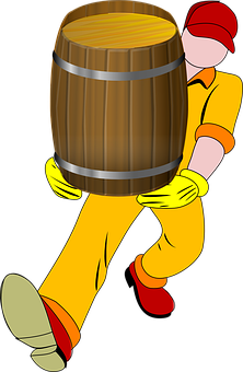 Worker Carrying Barrel Illustration PNG with transparent background