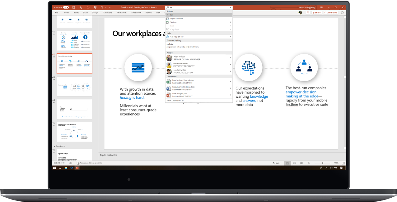 An Image Shows A Laptop Open To A Powerpoint Deck In - Office 365 Search Bar, HD Png Download PNG image with a transparent background, free high-resolution download