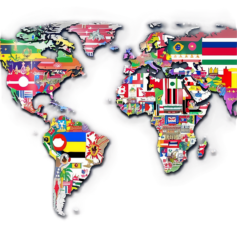 World Map with Flags PNG dmj11 PNG with transparent background
